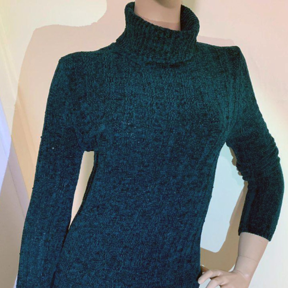 Deep Teal BRAVE SOUL Turtleneck Sweater Dress